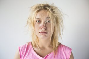 woman with frizzy hair