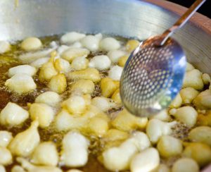 dough balls in deep fryer